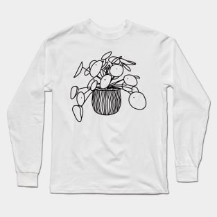 House Plant Line Art Drawing Long Sleeve T-Shirt
